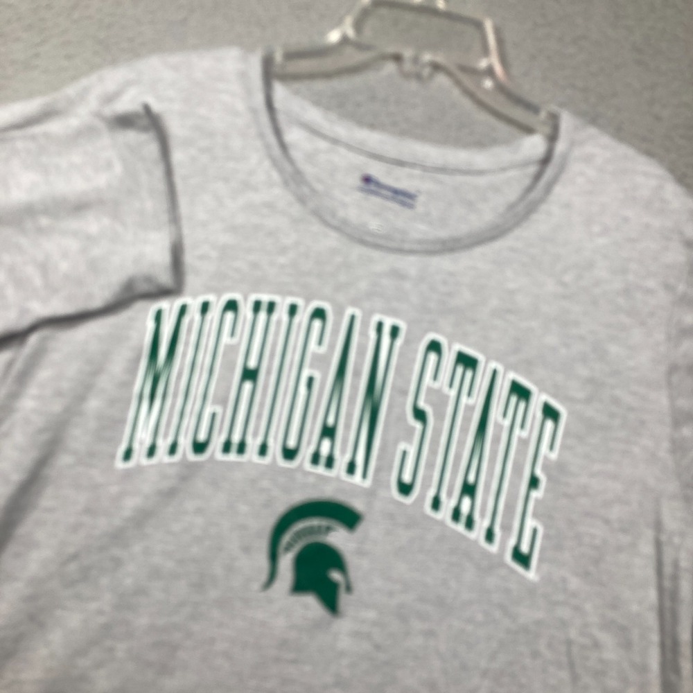Michigan State University Spartans T Shirt Adult 3X Plus Gray Long Sleeve ‎ FLAW